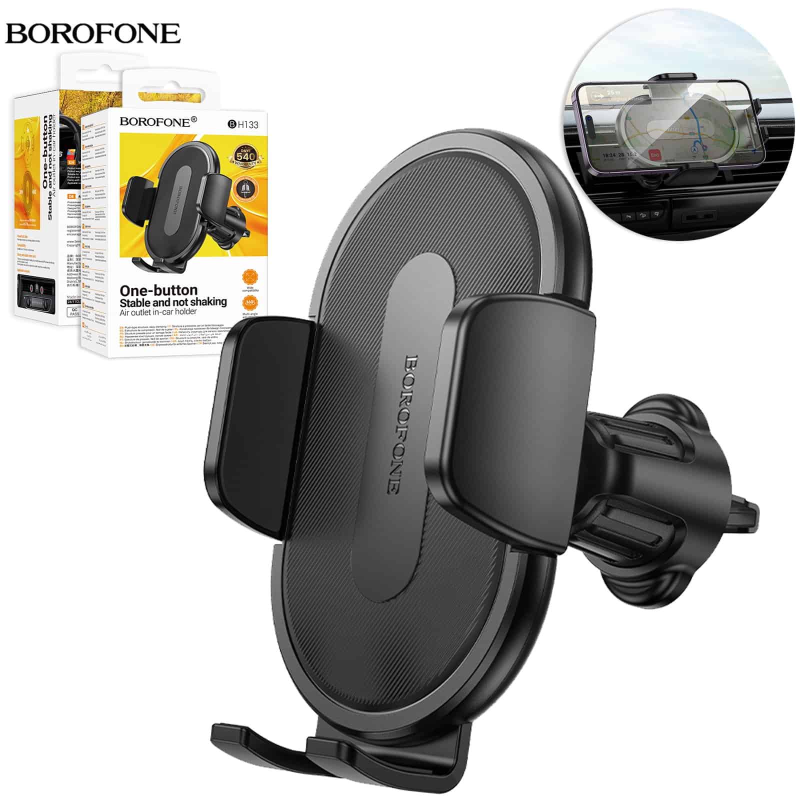 Borofone BH133 Push Type Air Vent Car Mount Mobile Phone Holder for 4.5 Borofone BH133 Push Type Air Vent Car Mount Mobile Phone Holder for 4.5